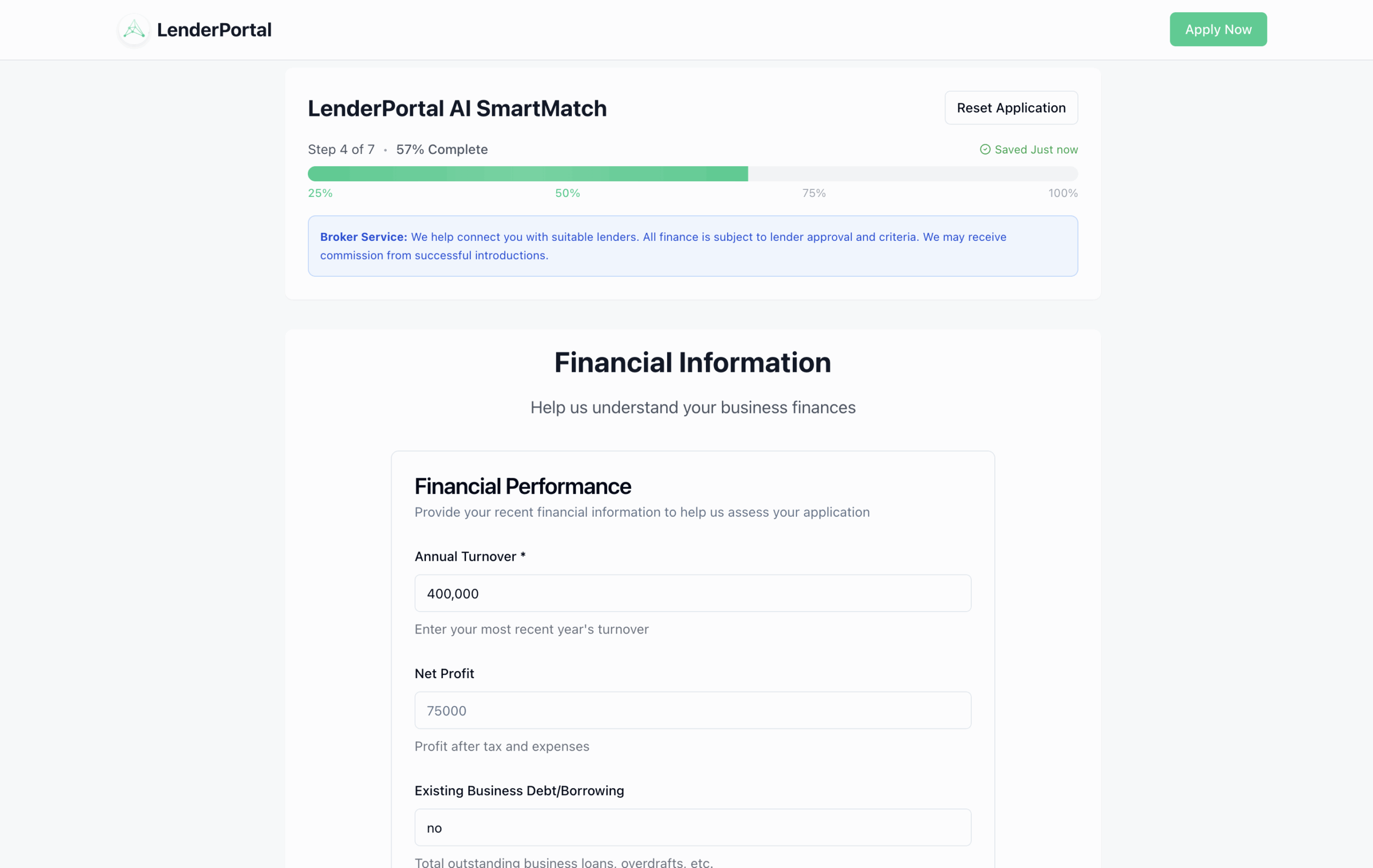Lenderportal Finance information