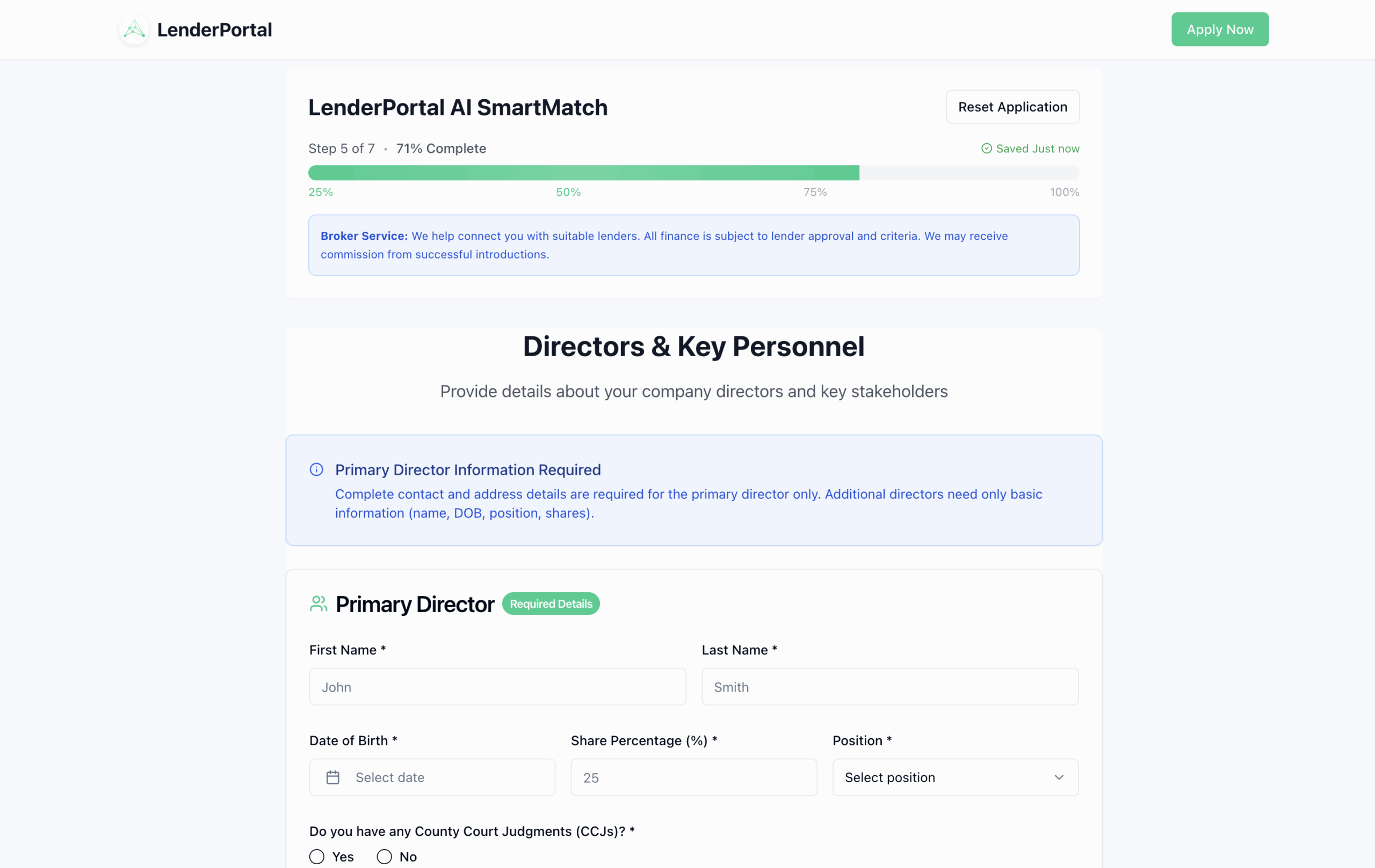Lenderportal director details